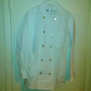 CHEF DESIGNS RED KAP WHITE CULINARY COAT JACKET XS